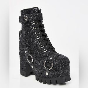 Club Exx Never Turn Down Glitter Harness Boots DollsKill